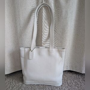 Vintage Coach 90s Y2K Bleecker Bucket Tote Shoulder Bag No 9035 White Leather
